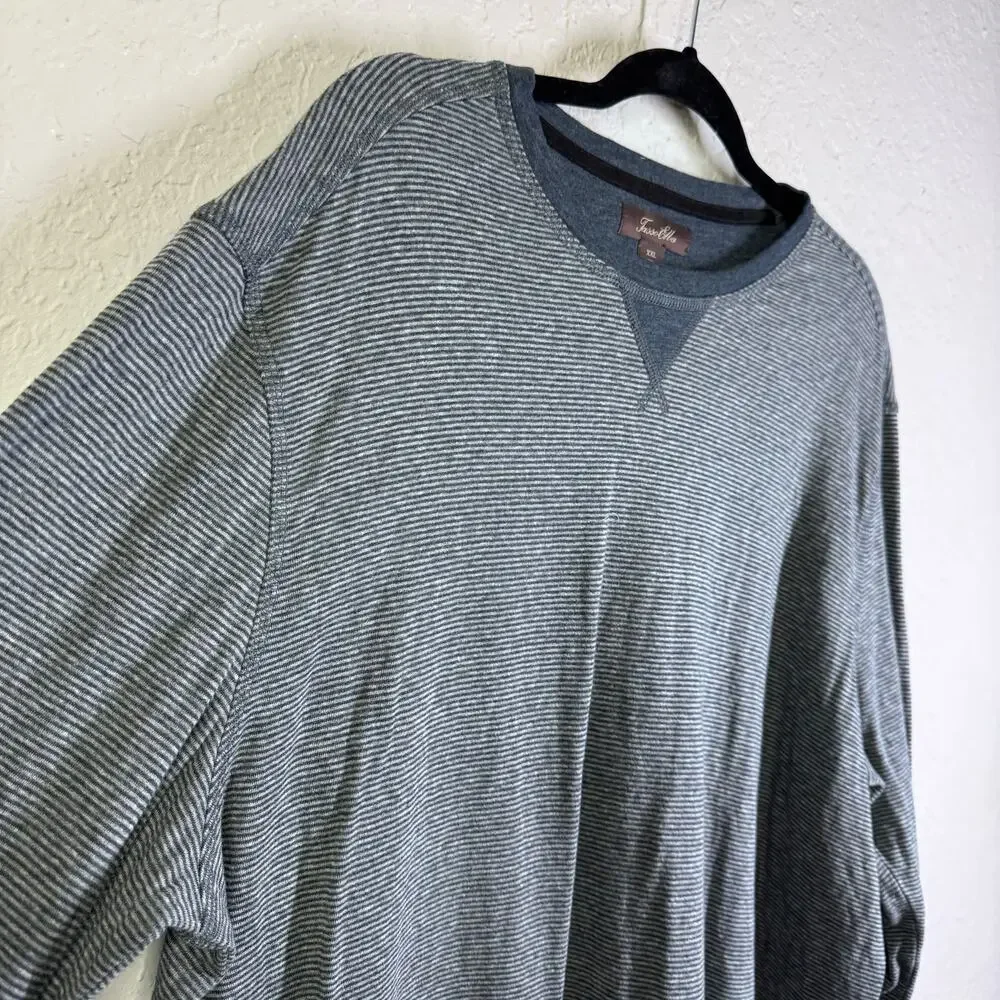 TASSO ELBA Sweatshirt‎ XXL Crew Neck Striped Extremely Soft Elbow Patches Casual